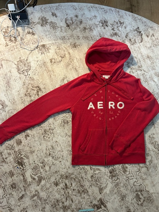 Aeropostale Tops - Aeropostale Red Full Zip Logo Hoodie